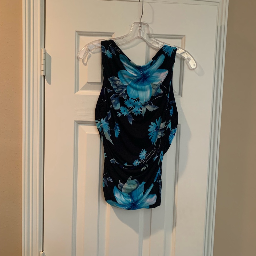 Cache Vibrant Blue and Black Floral Blouse - Picture 2 of 4